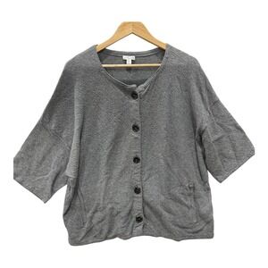 Gray Women's Button-Front Cardigan Sweater